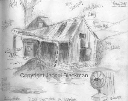 Dilapidation - pencil drawing of an old barn