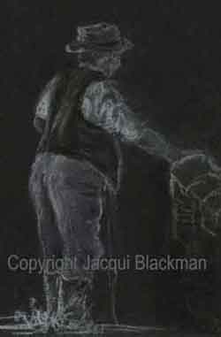 pastel on black paper